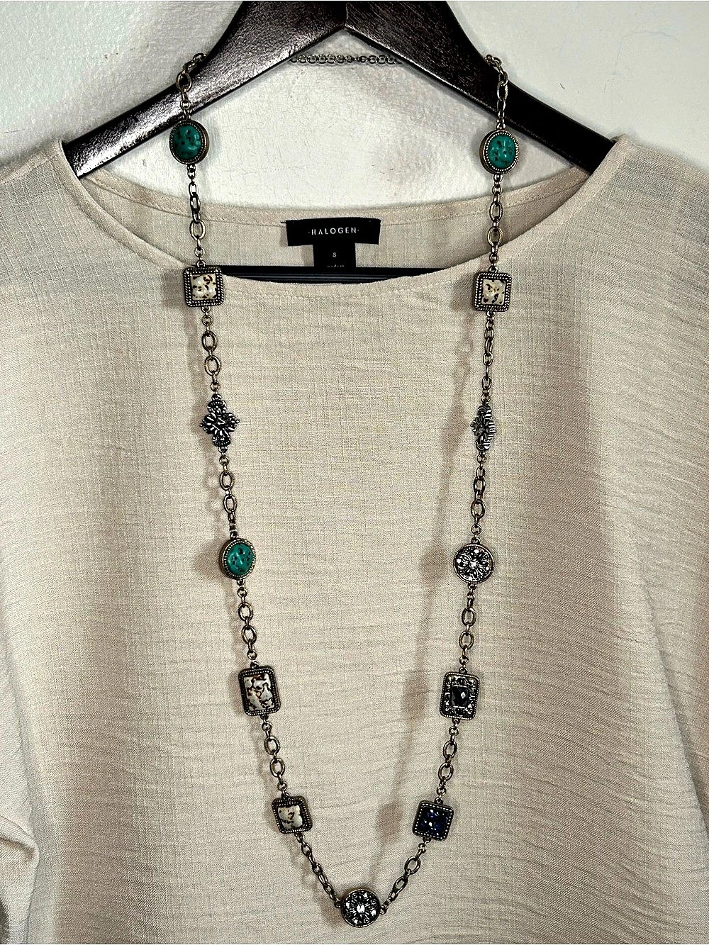 2-In-1 Vintage Premier Designs "Splurge" Reversible Station Necklace – Boho Turq
